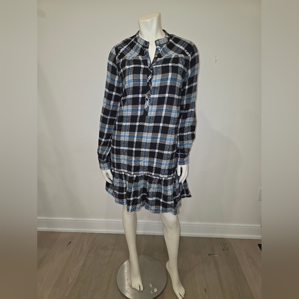 ICHI Flannel Plaid Shirt Dress XS